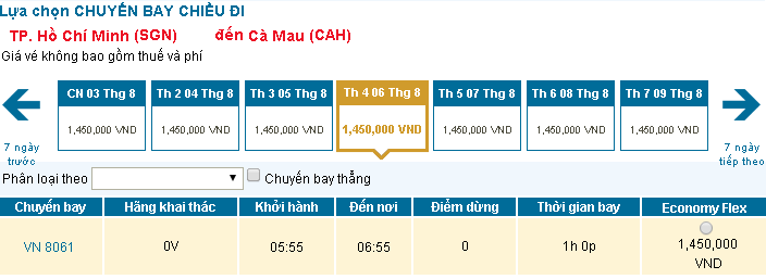 Vé máy bay đi Cà Mau