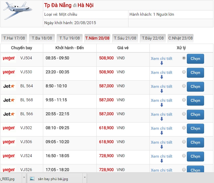 Giá vé máy bay Đà Nẵng Hà Nội khứ hồi
