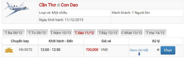Vé máy bay đi Côn Đảo