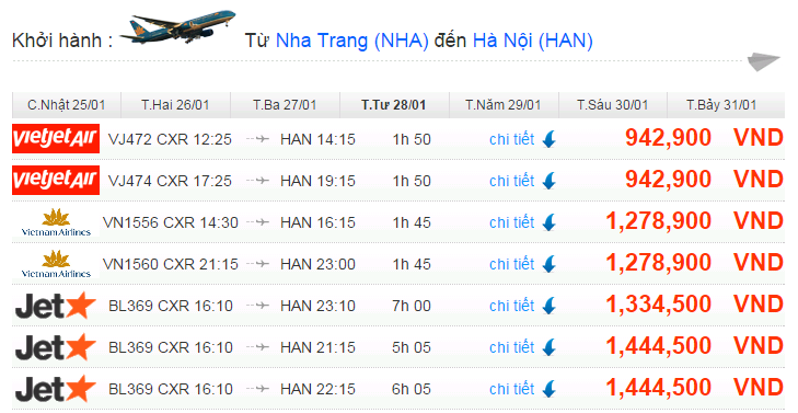 Vé máy bay Nha Trang đi Hà Nội