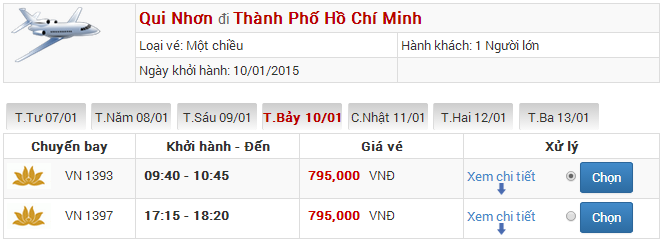 Vé máy bay Quy Nhơn đi Hà Nội
