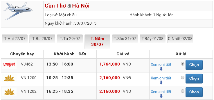 đại lý vé máy bay Cần Thơ Hà Nội của tất cả các hãng hàng không